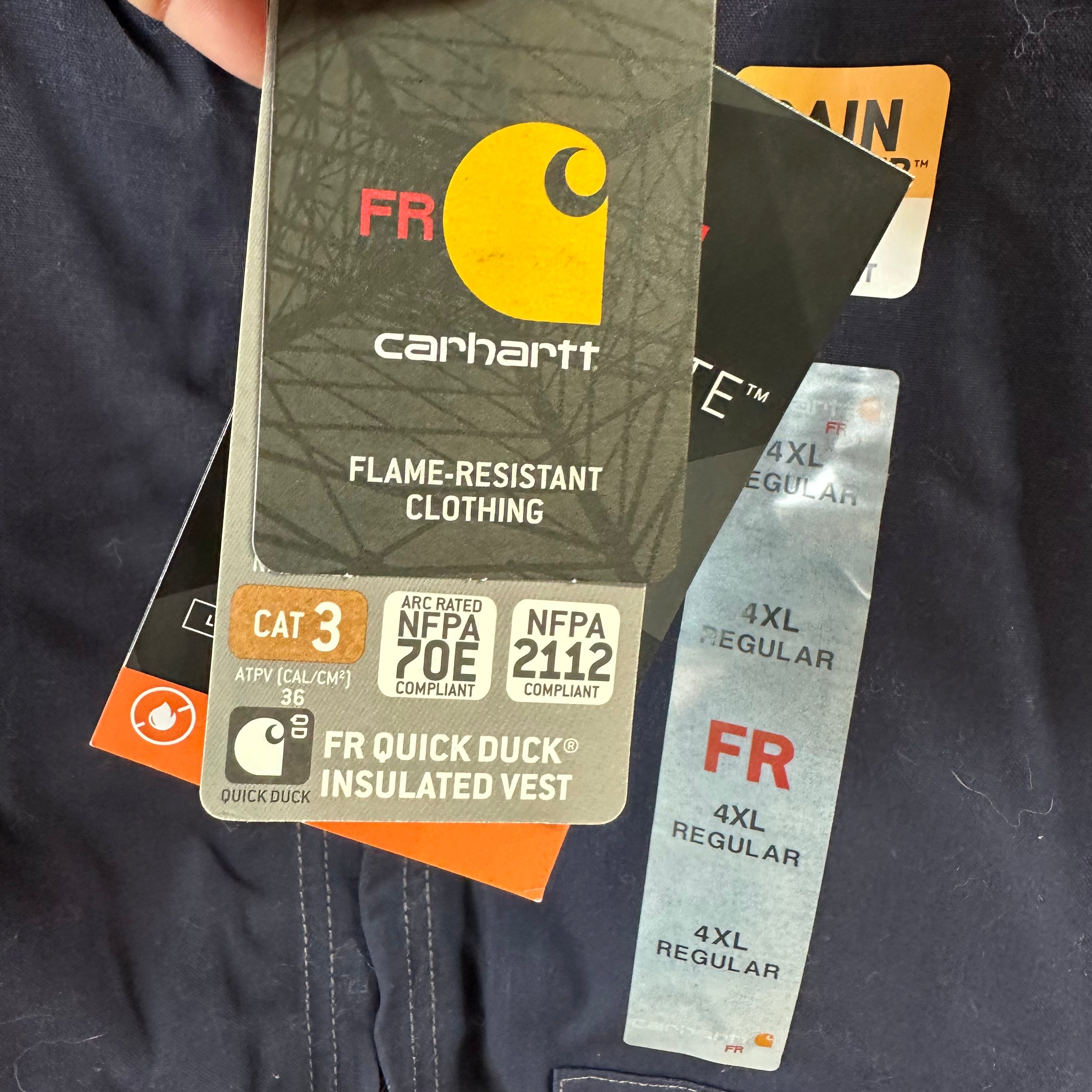 Carhartt FR Vest Mens 4XL Blue Quick Duck Insulated Workwear Cat 3