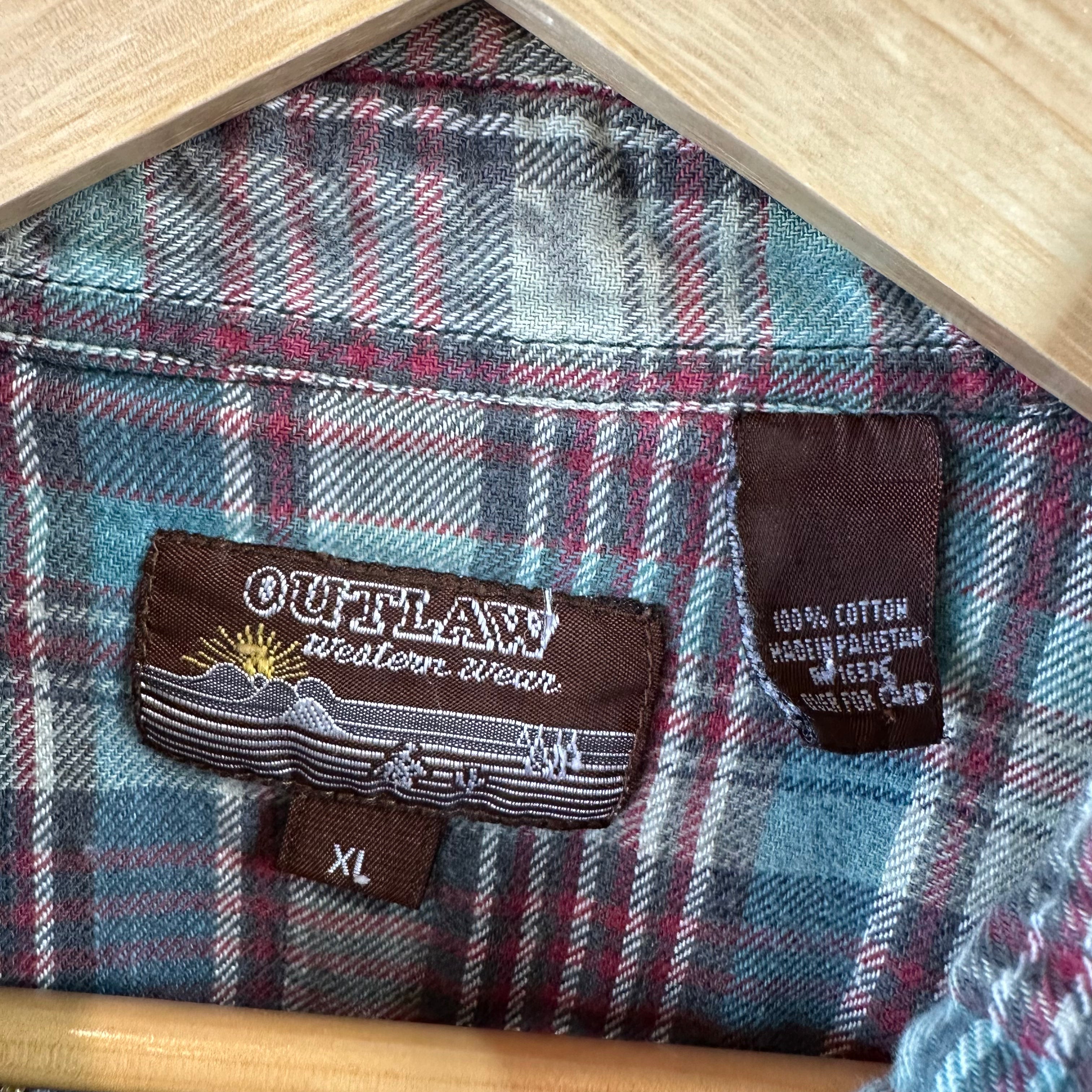 VTG Outlaw Mens XL L/S Western Flannel Shirt