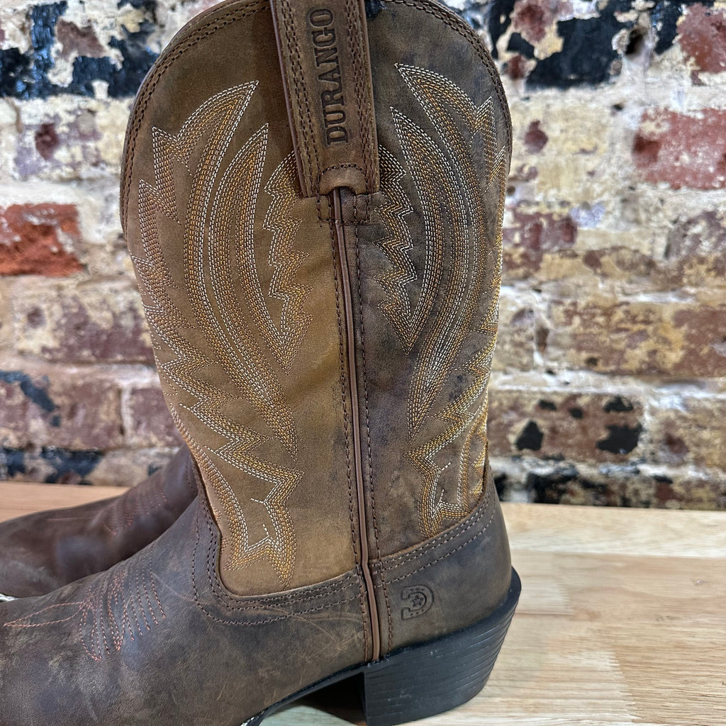 Durango Brown Distressed Leather Western Cowboy Square Toe Mens Boots 7.5M
