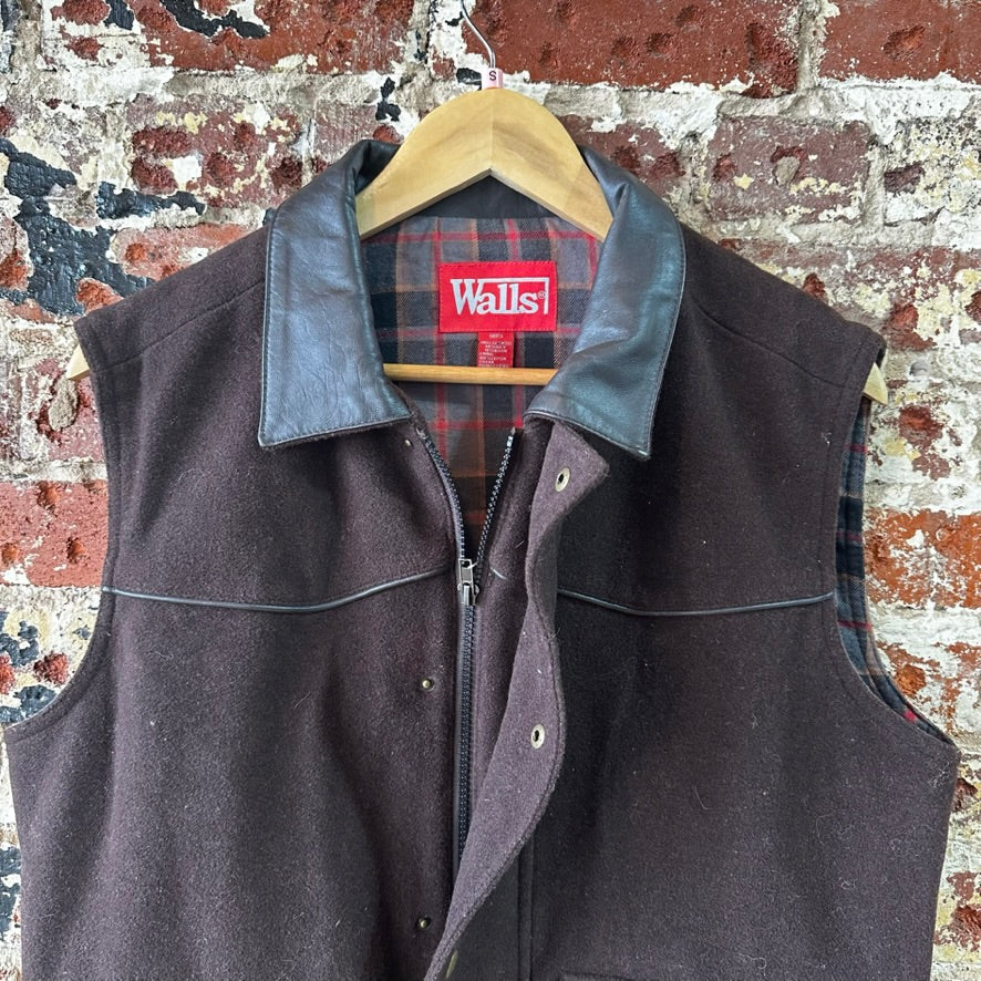 WALLS Western Snap Zip Closure Vest Mens Sz Small Fleece Cowboy