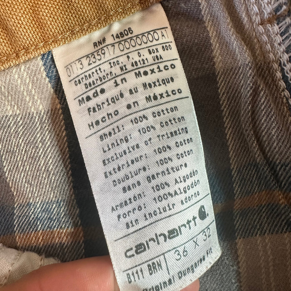 Carhartt Flannel Lined Brown Pants Mens 36x32