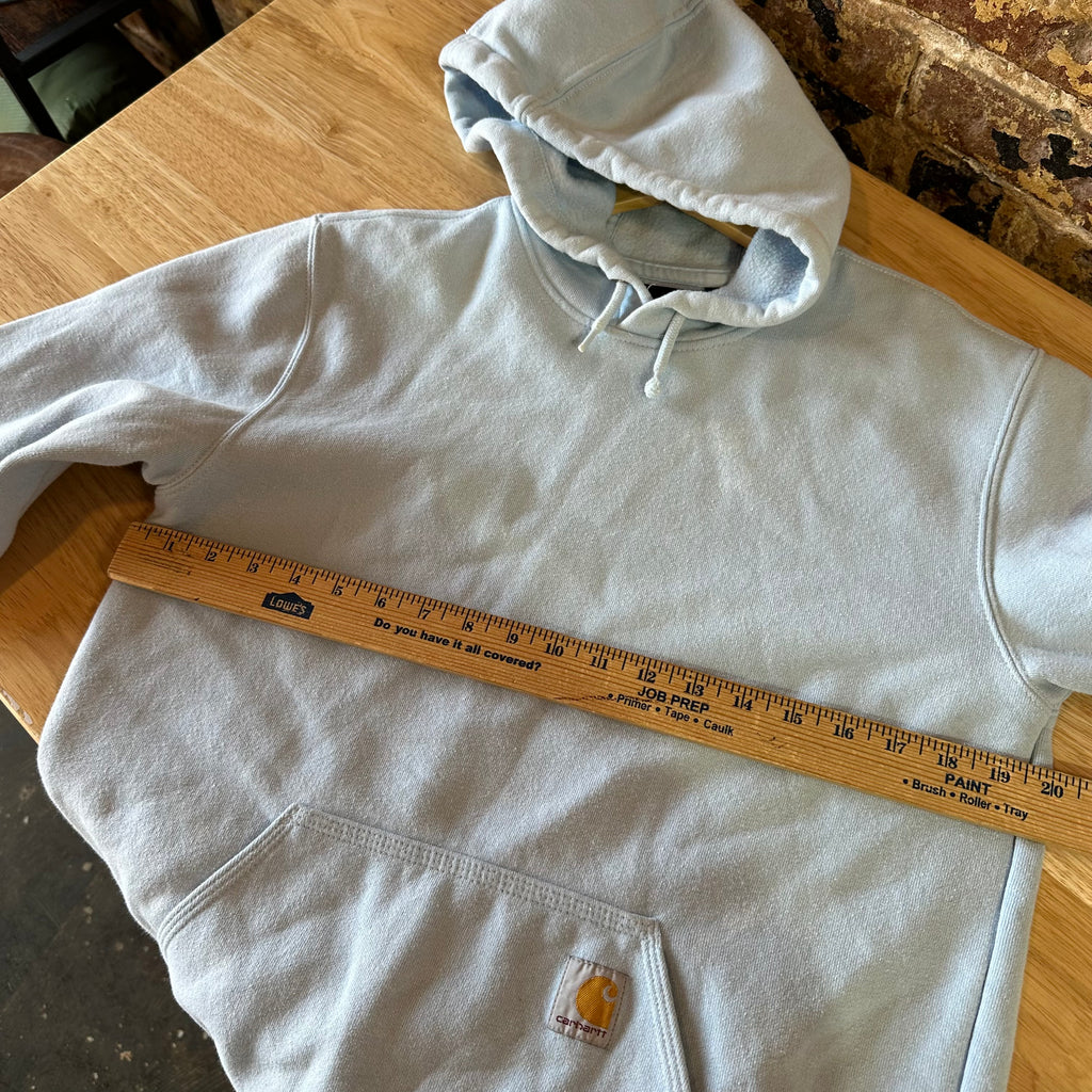 Carhartt Men's Small Sleeve Logo Hoodie Loose Fit Workwear Blue K288
