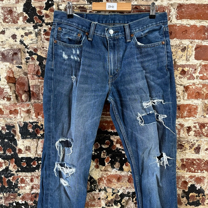 Levis Mens 511 Blue Jeans 33x32 Slim Fit Modern Denim Levi's Distressed