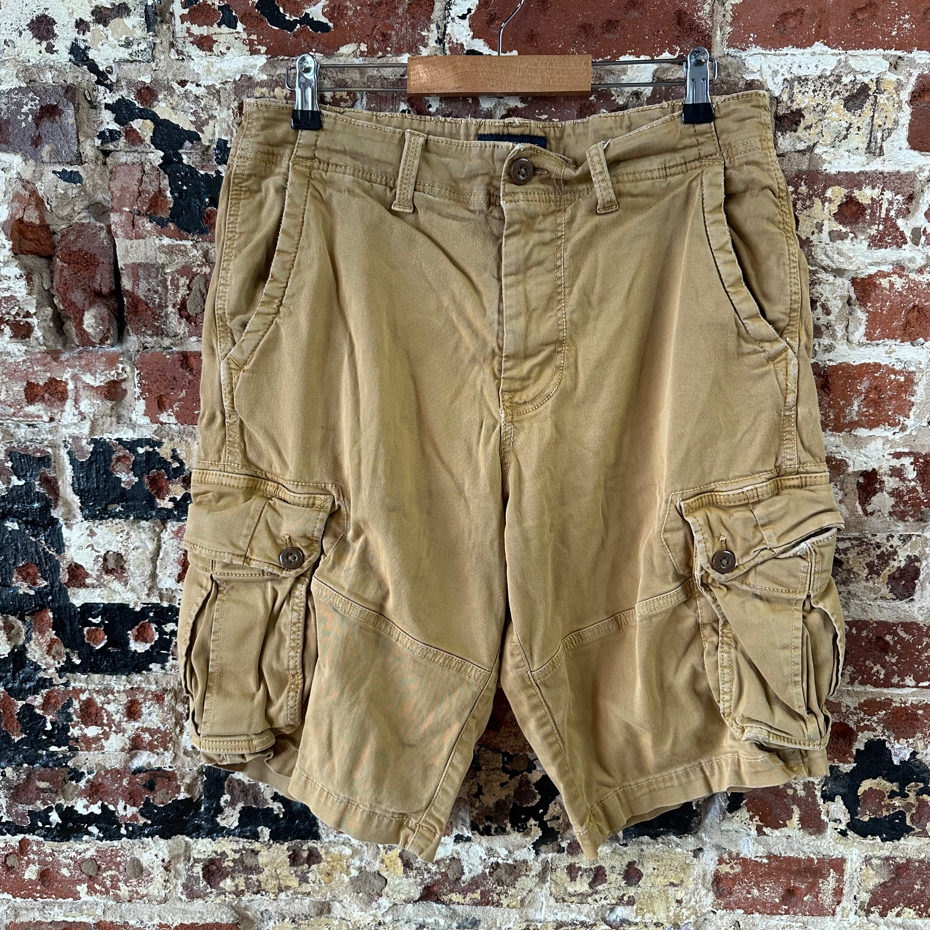 American Eagle Outfitters Longer Length Cargo Shorts Mens 33 Tan 12" inseam