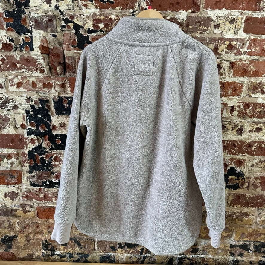 Abercrombie Fitch Women’s Asymmetrical Snap Fleece Tan Beige Large Sherpa