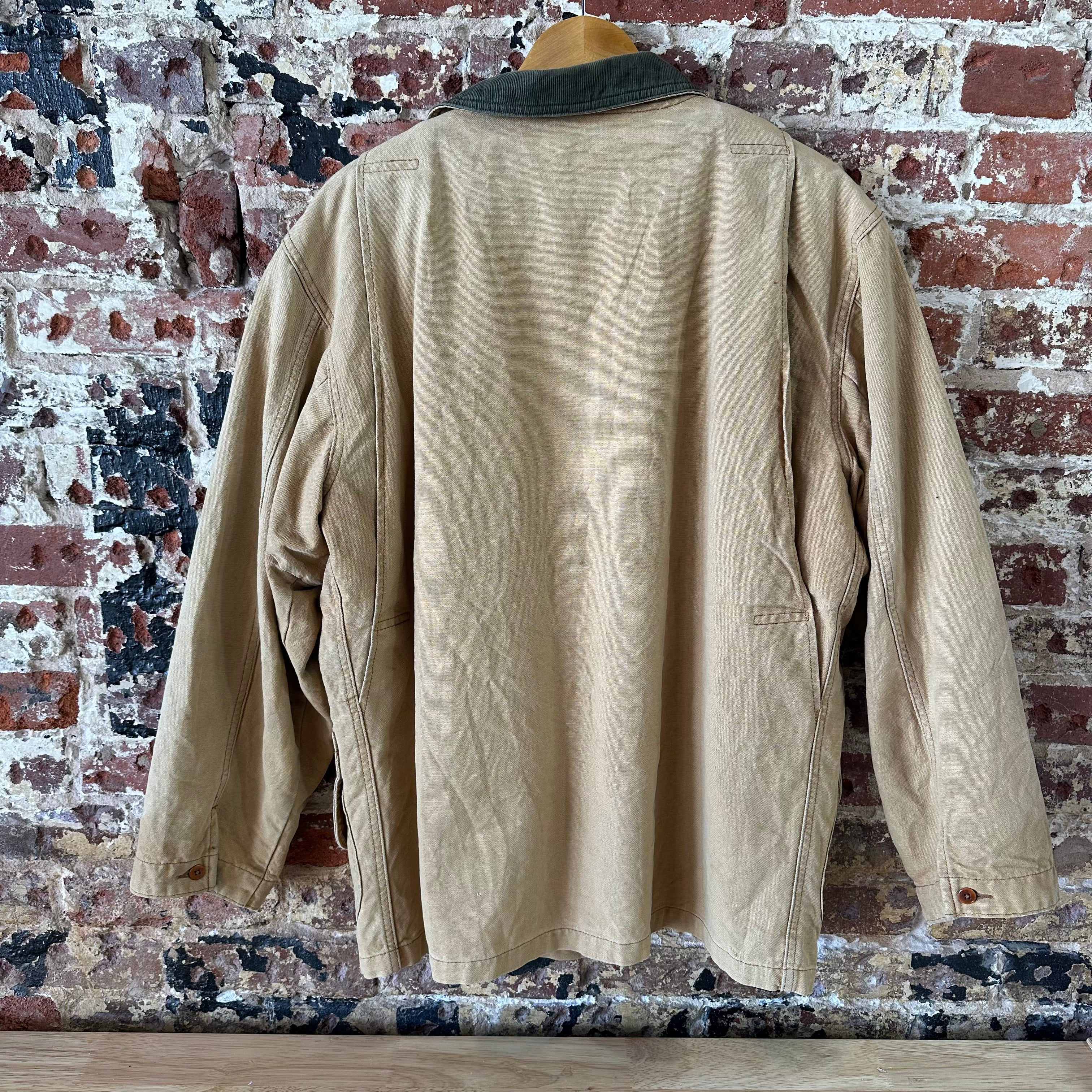 LL Bean Chore Jacket Mens Medium Canvas Barn Coat Lined Corduroy Collar&nbsp;