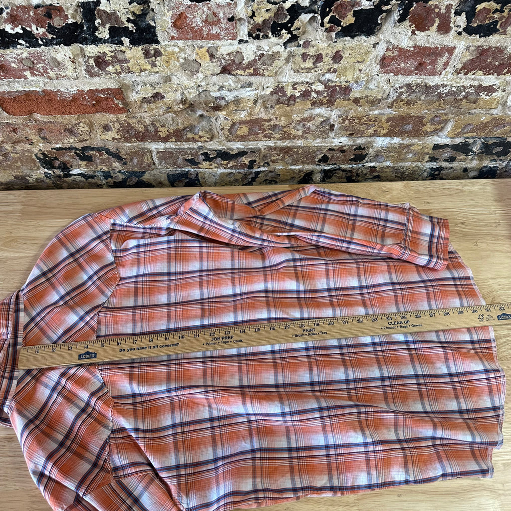 Wrangler Shirt Mens XL Long Sleeve Button Pocket Rockabilly Western Snap Orange