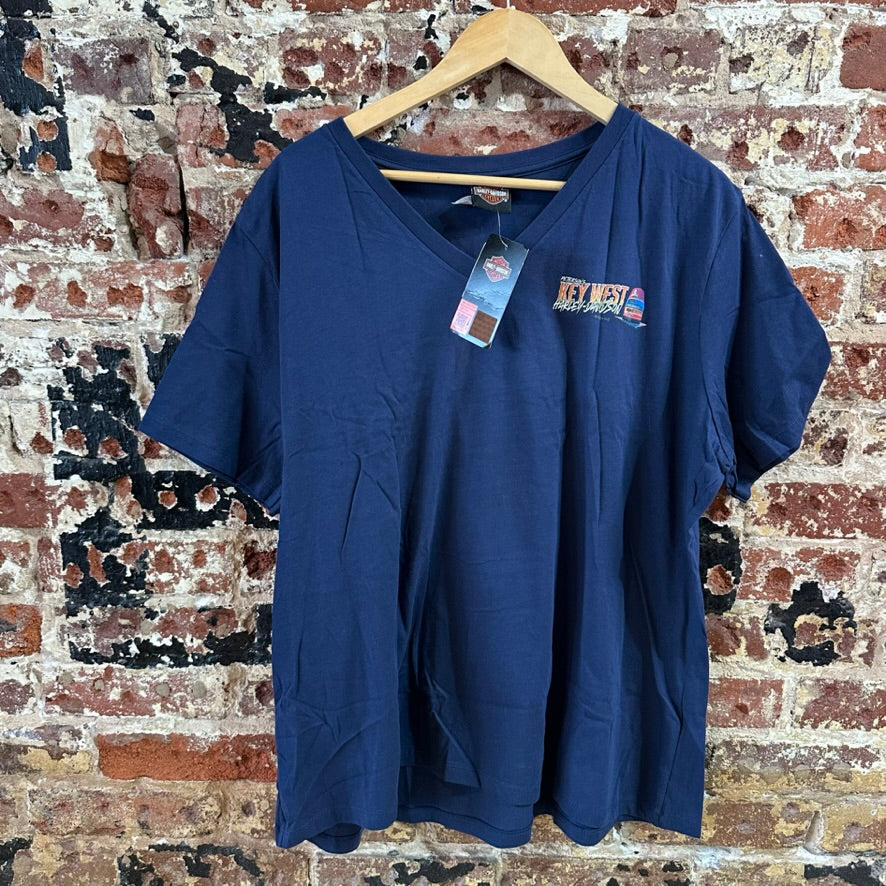 Harley Davidson Women's 2XL Short Sleeve Blue V Neck T-Shirt NEW