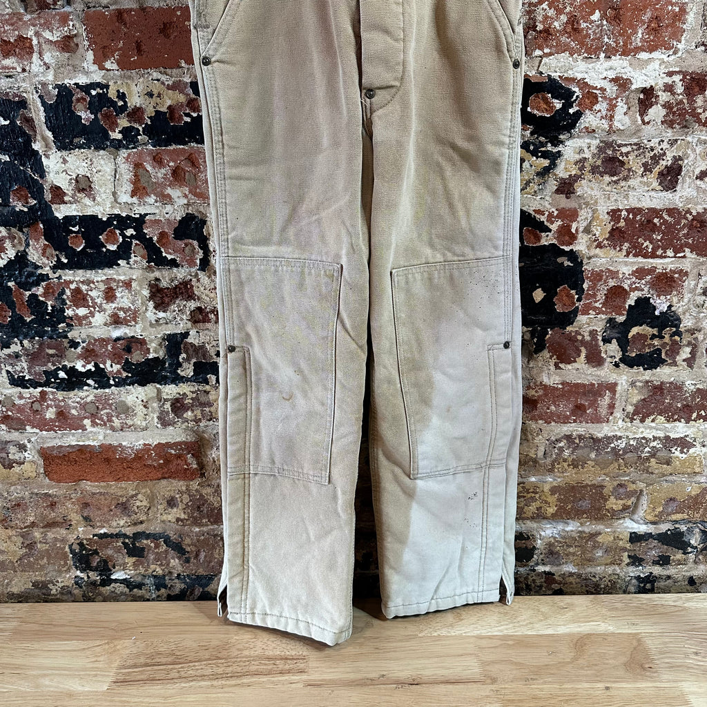 Vintage Carhartt Boy's Medium Brown Bib Insulated Overalls Double Knee Farm Bibs