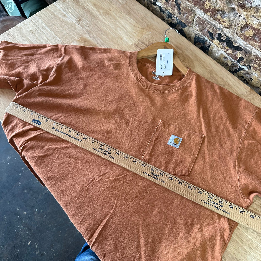 Carhartt T-Shirt Mens XL Short Sleeve Logo Work K87 LSE Pocket T-Shirt Orange