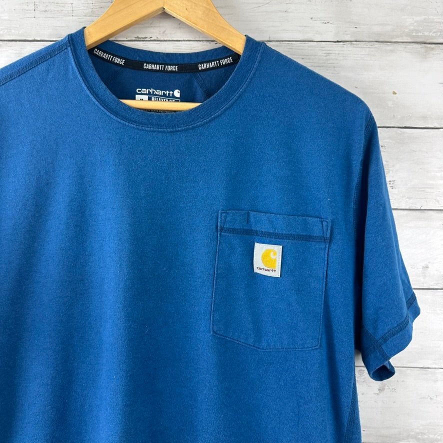Carhartt Force Men's Medium short Sleeve Relaxed Fit T Shirt Pocket T Blue