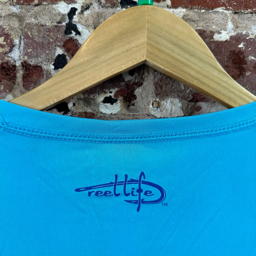 Reel Life Long Sleeve Shirt Men's Size XL Blue Water Fishing Sun short UV