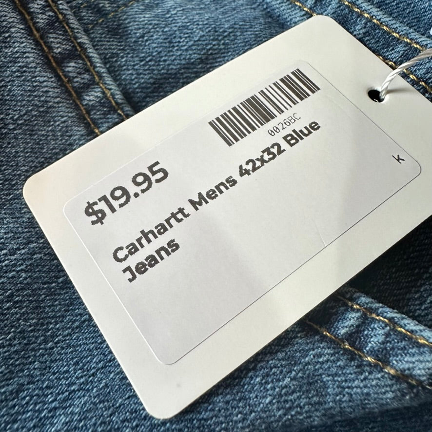 Carhartt Mens 42x32 Blue Jeans
