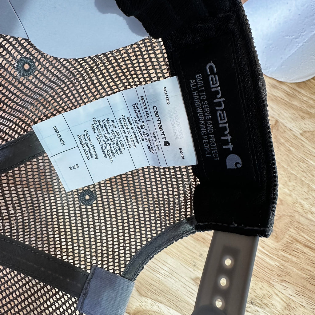 Carhartt Mens 1889 Black Gray Patch Snapback hat&nbsp;