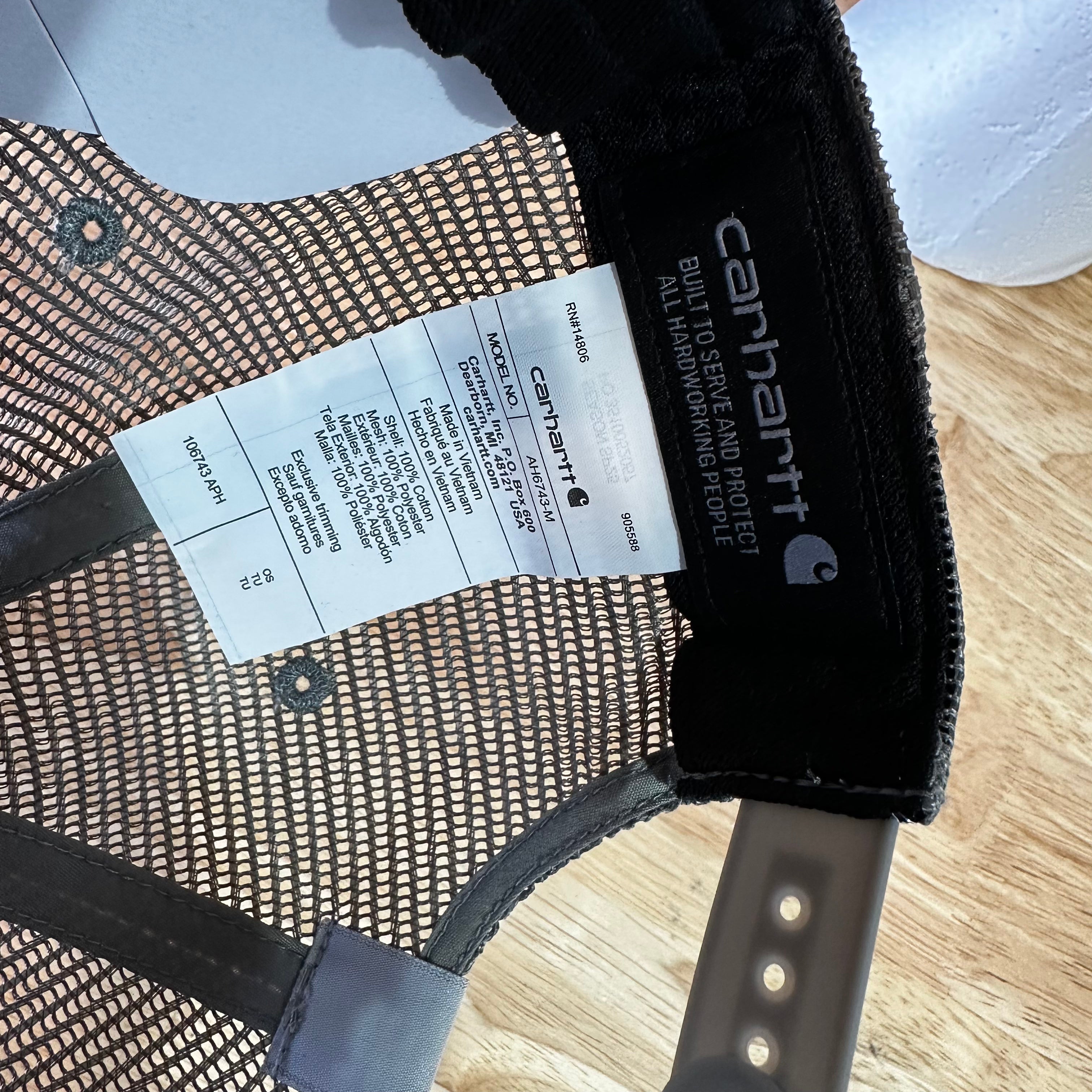 Carhartt Mens 1889 Black Gray Patch Snapback hat&nbsp;