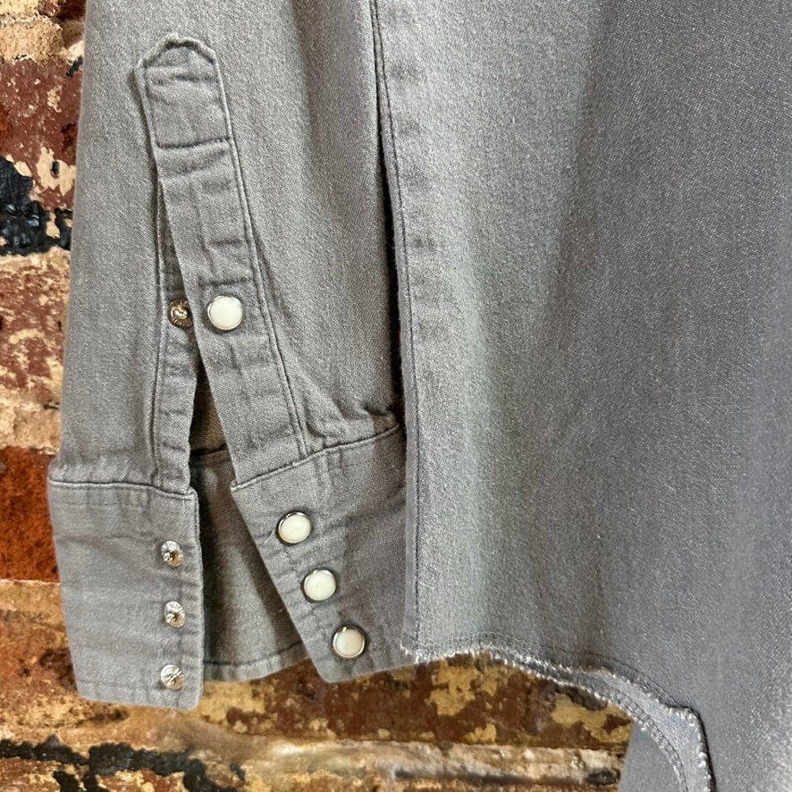 Wrangler Mens 17-35 Gray L/S Button Up