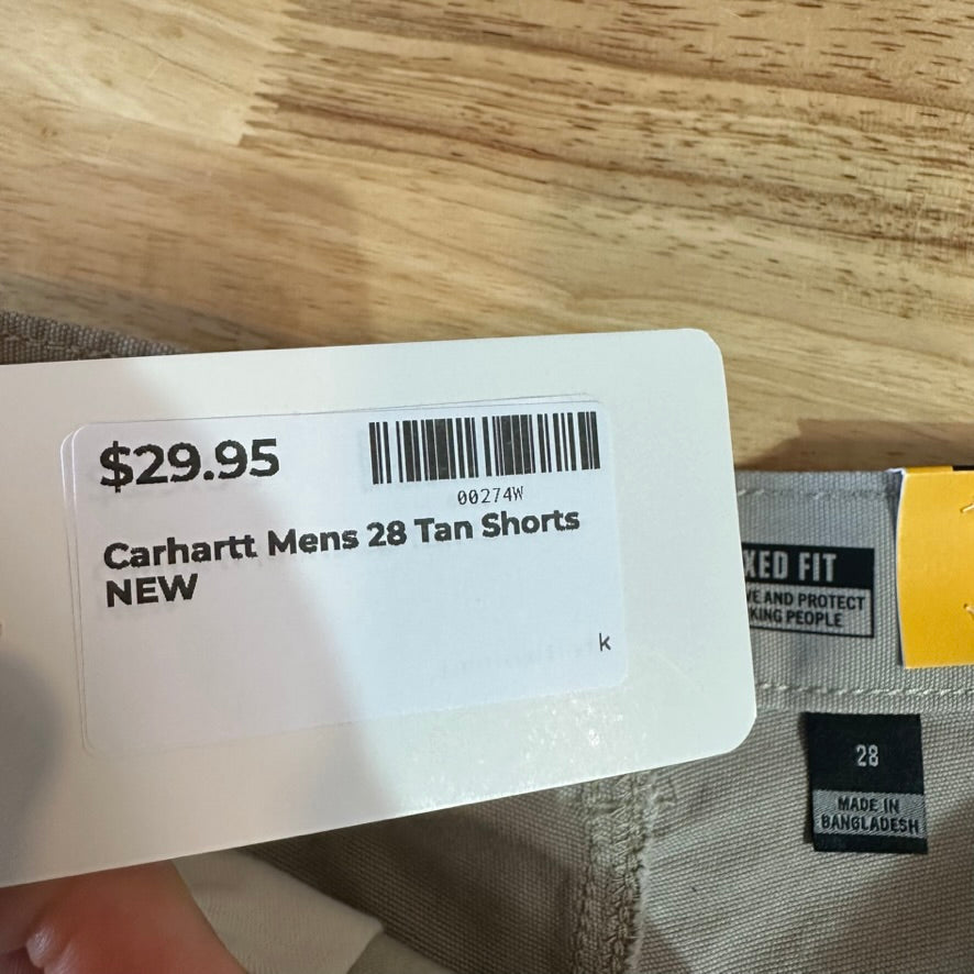 Carhartt Mens 28 Tan Shorts NEW