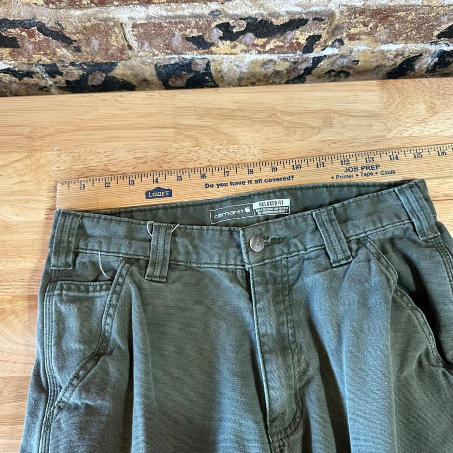 Carhartt Relaxed Fit Pants green rugged canvas work Mens 31x32 MOS
