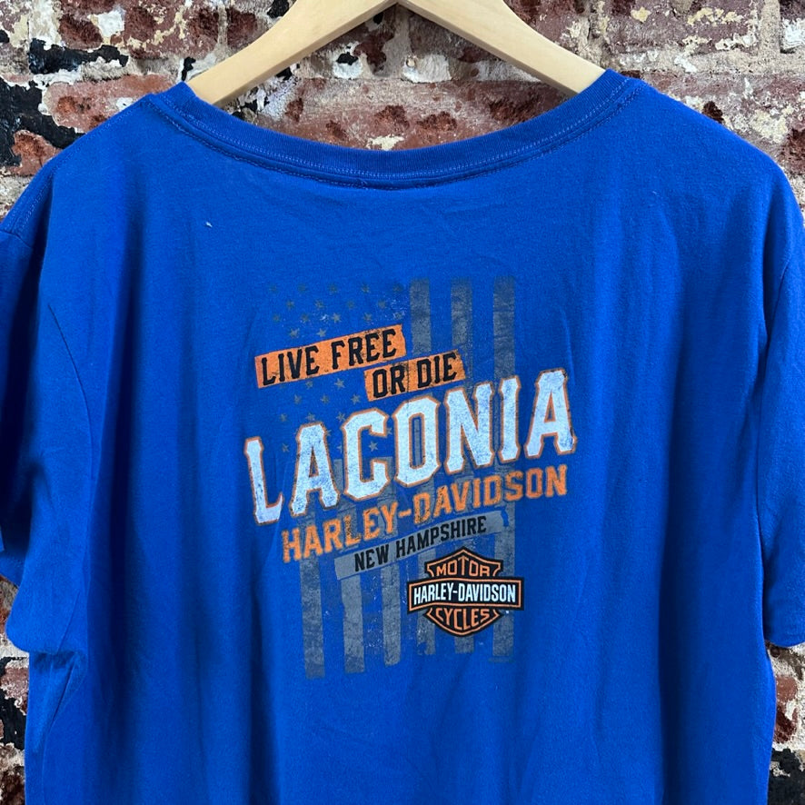 Harley Davidson Women's 2XL Short Sleeve Blue T-Shirt V-Neck NEW