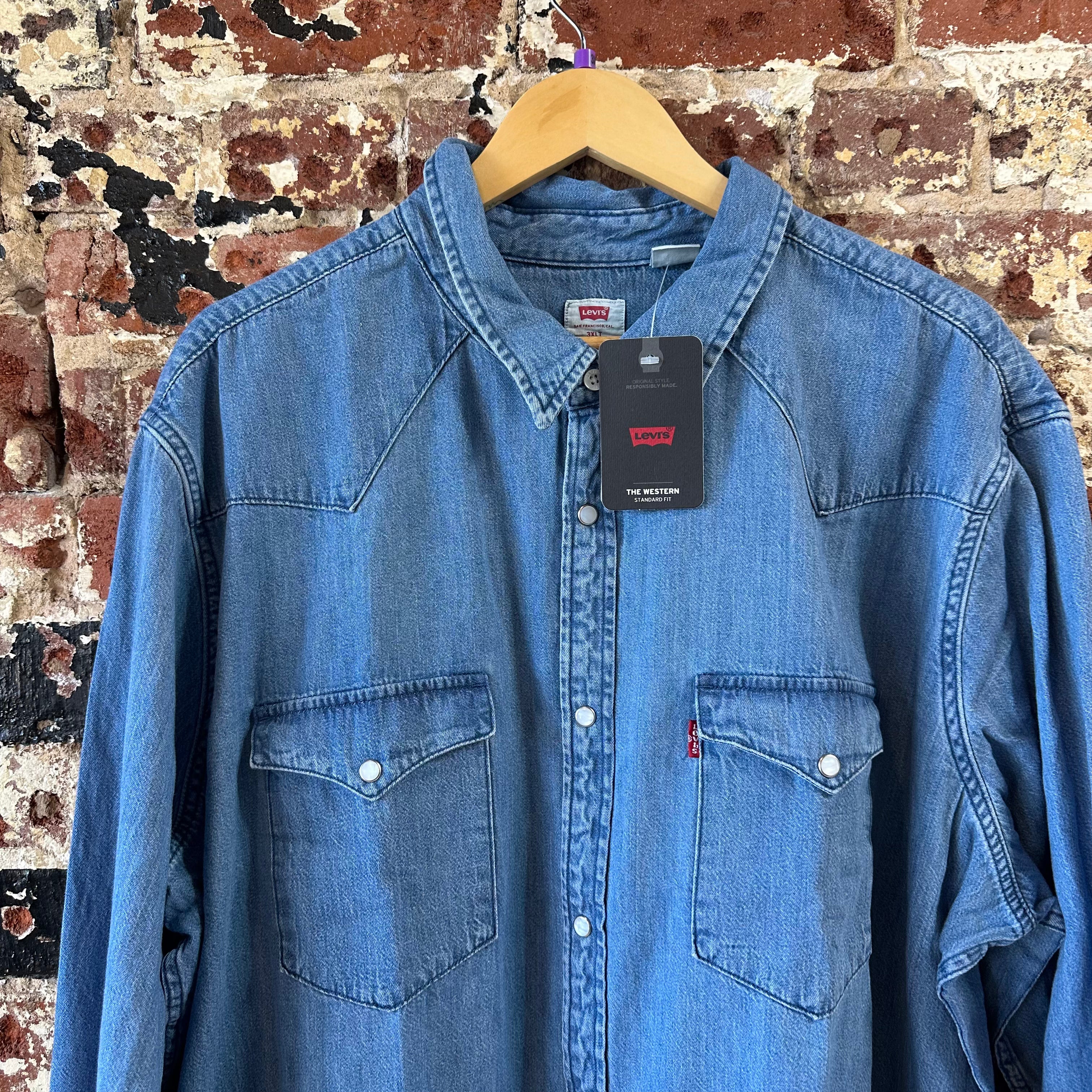 Levi's Mens 3XL Tall Pearl Snap Western Jean Shirt NEW