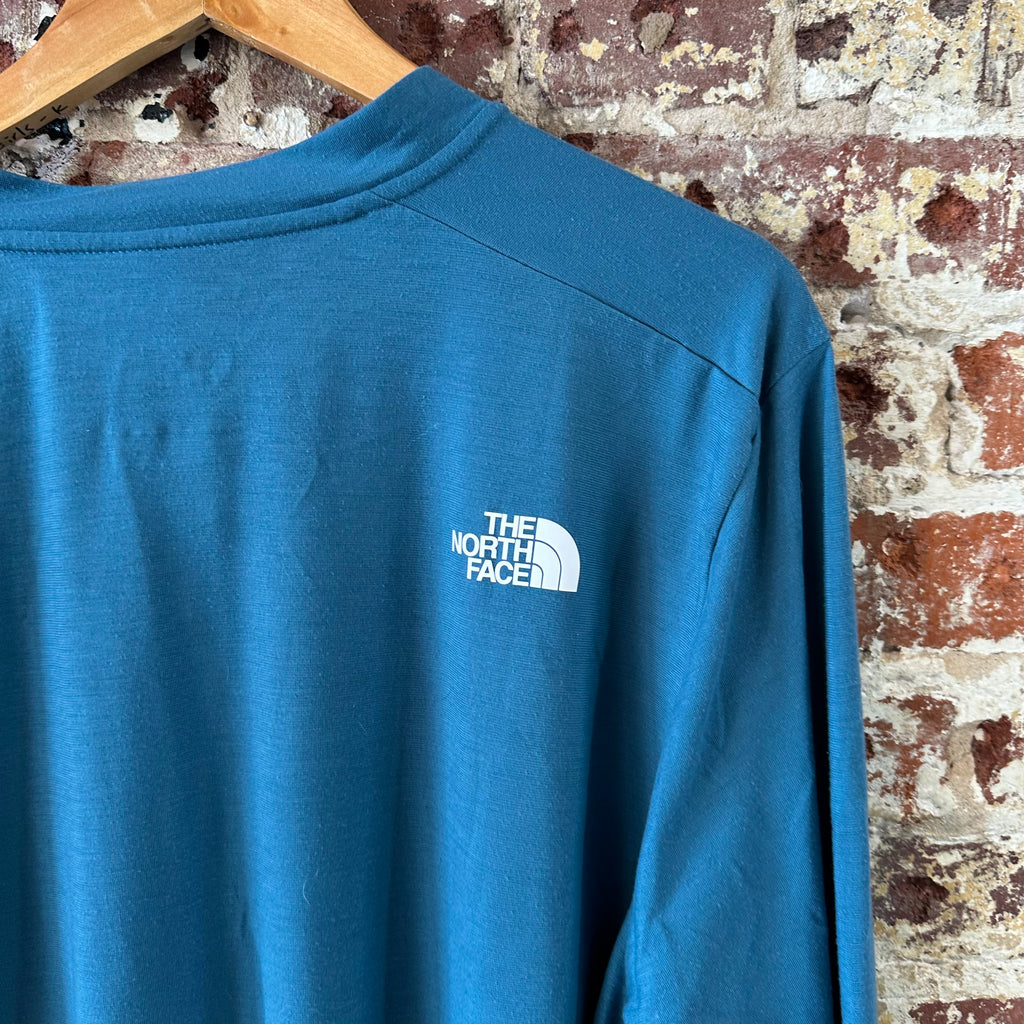 North Face Shirt Mens XXL Blue Hiking Hike Long Sleeve T Shirt 1/4 zip