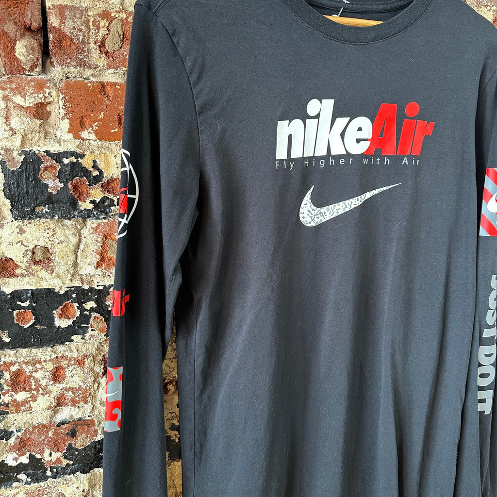Nike Air Mens Size Small Black Long Sleeve T-Shirt Graphic