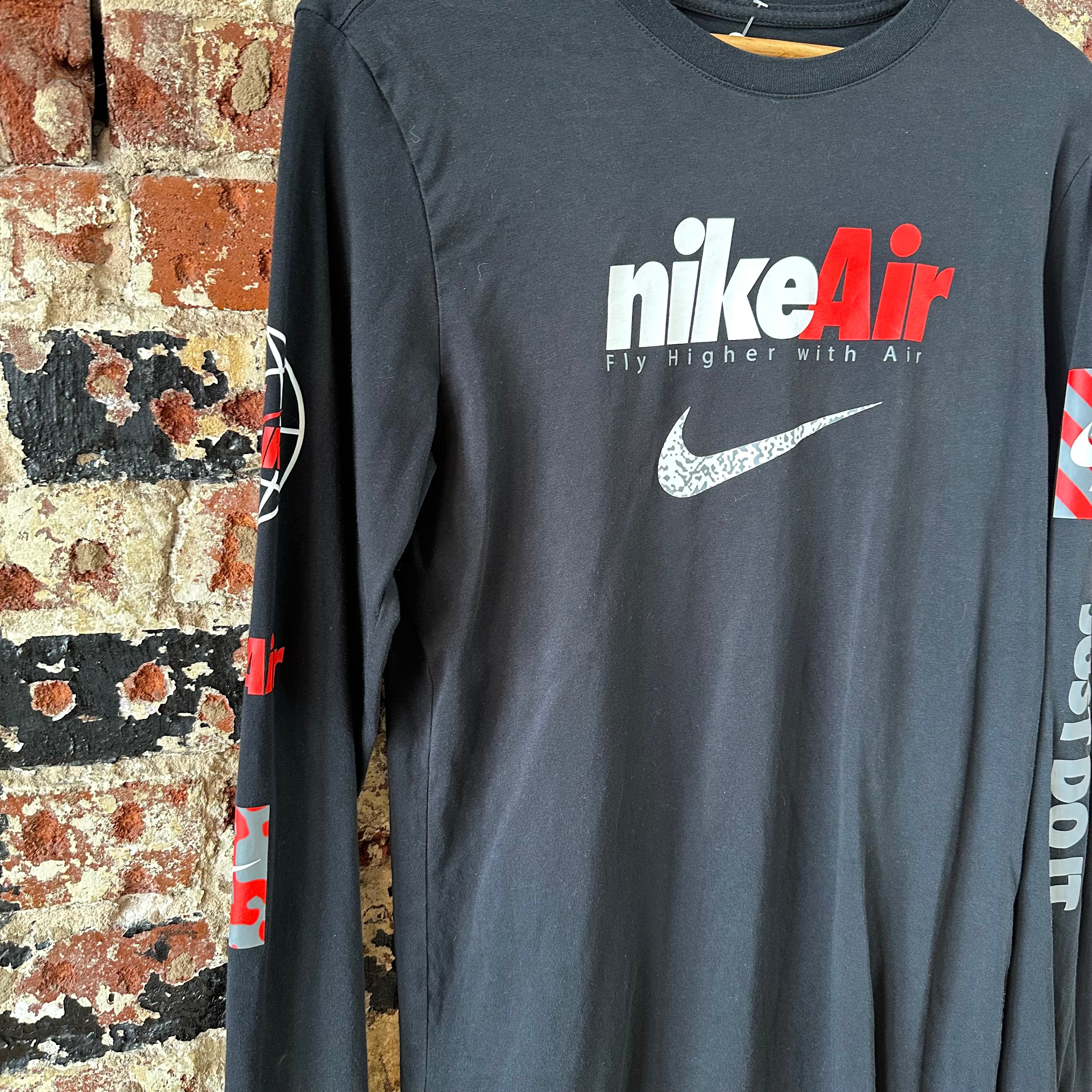 Nike Air Mens Size Small Black Long Sleeve T-Shirt Graphic