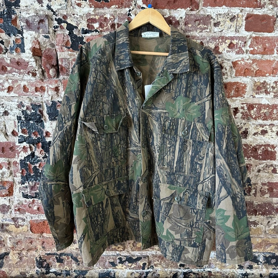 Vintage Trebark Shirt Mens 2XL Brown Green Camo Hunting Button Up Field Camp