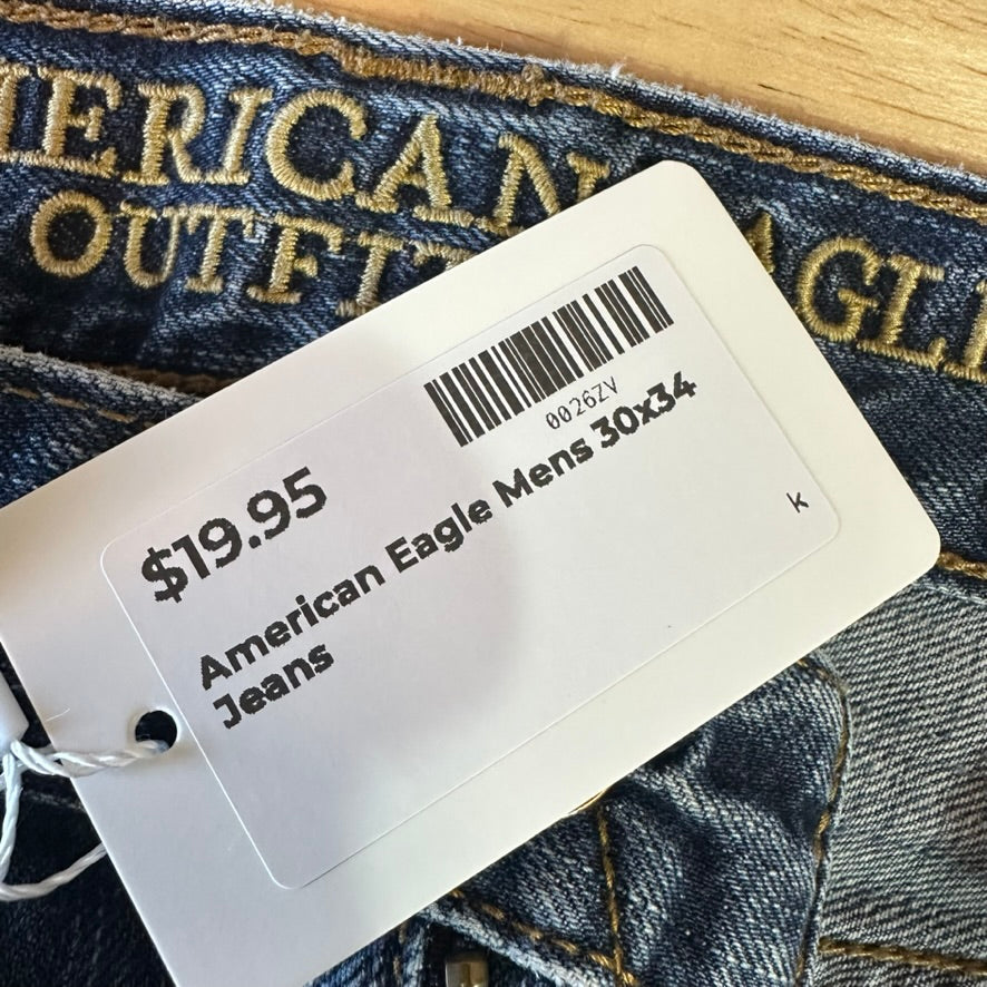 American Eagle Mens 30x34 Blue Jeans