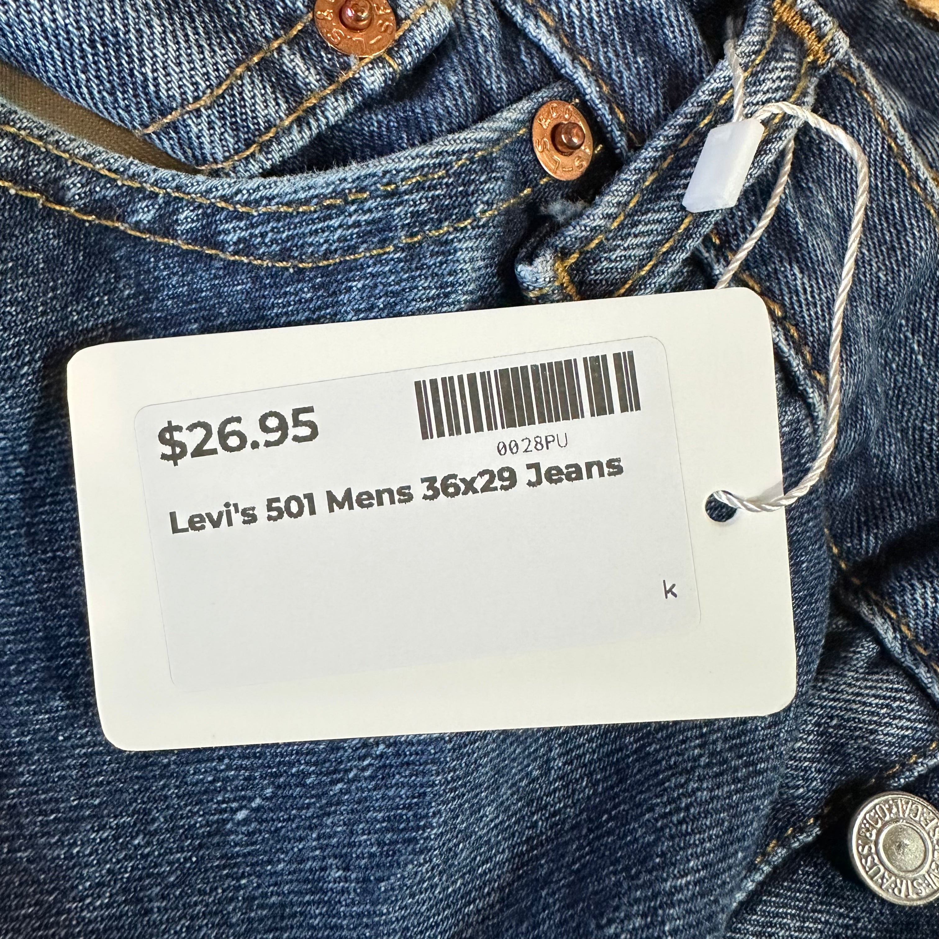 Levis 501 Mens 36x29 Blue Jeans