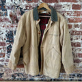 LL Bean Chore Jacket Mens Medium Canvas Barn Coat Lined Corduroy Collar&nbsp;