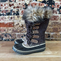 Sorel Joan Of Arctic Faux Fur Trimmed Leather Lace Up Boots Size 7 Brown
