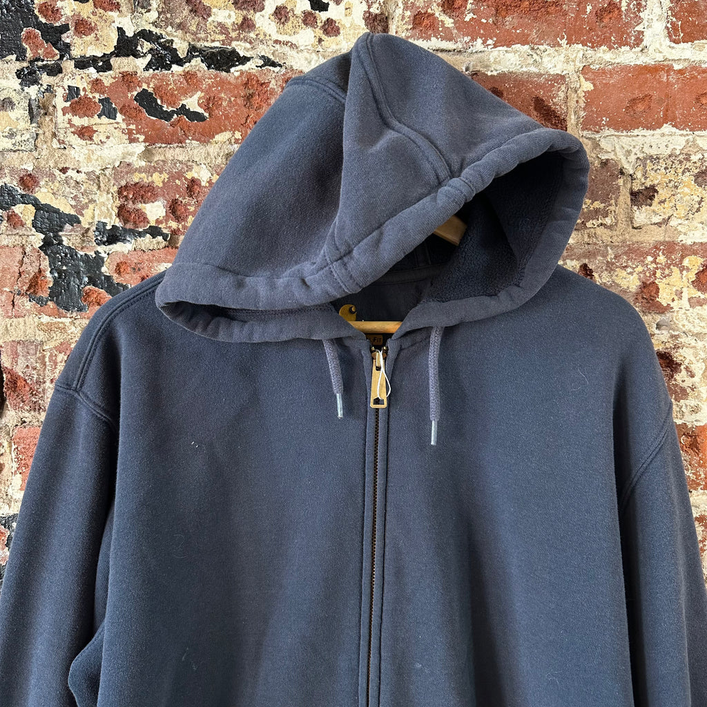 Carhartt K122 NVY Hoodie Sweatshirt Blue Mens Size Large Full Zip