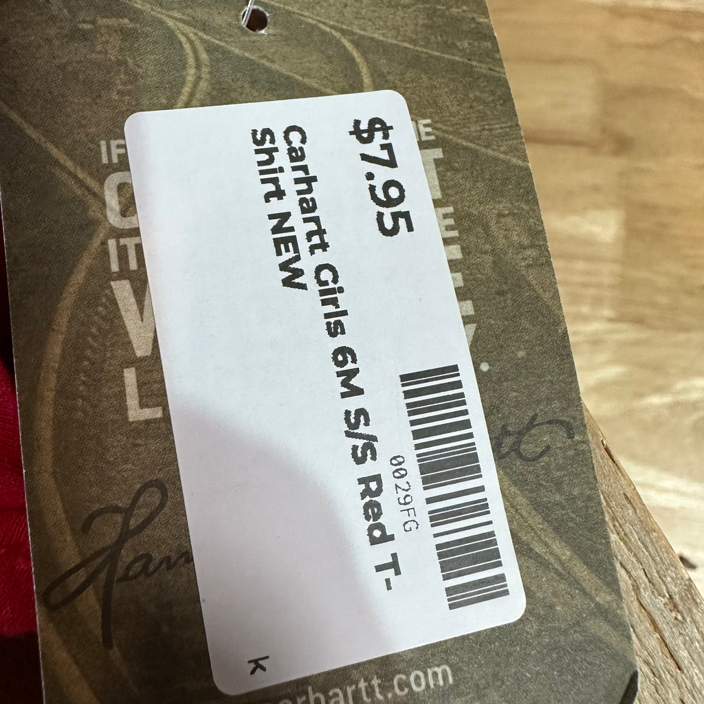 Carhartt Girls 6M Red T-Shirt NEW