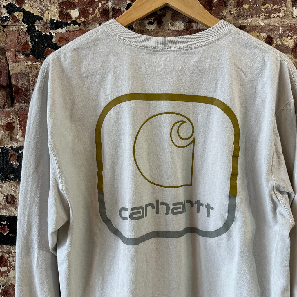 Carhartt Men's Medium Long Sleeve T Shirt White Loose Fit Logo