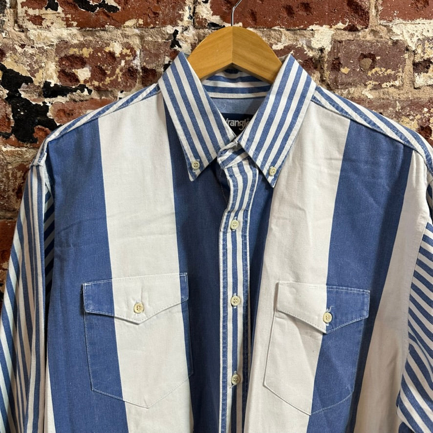 VTG Wrangler Men's Large Blue Western Shirt