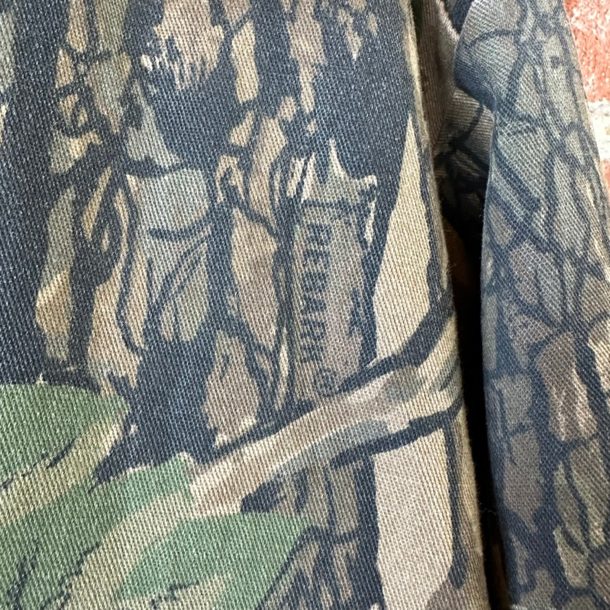 Vintage Trebark Shirt Mens 2XL Brown Green Camo Hunting Button Up Field Camp