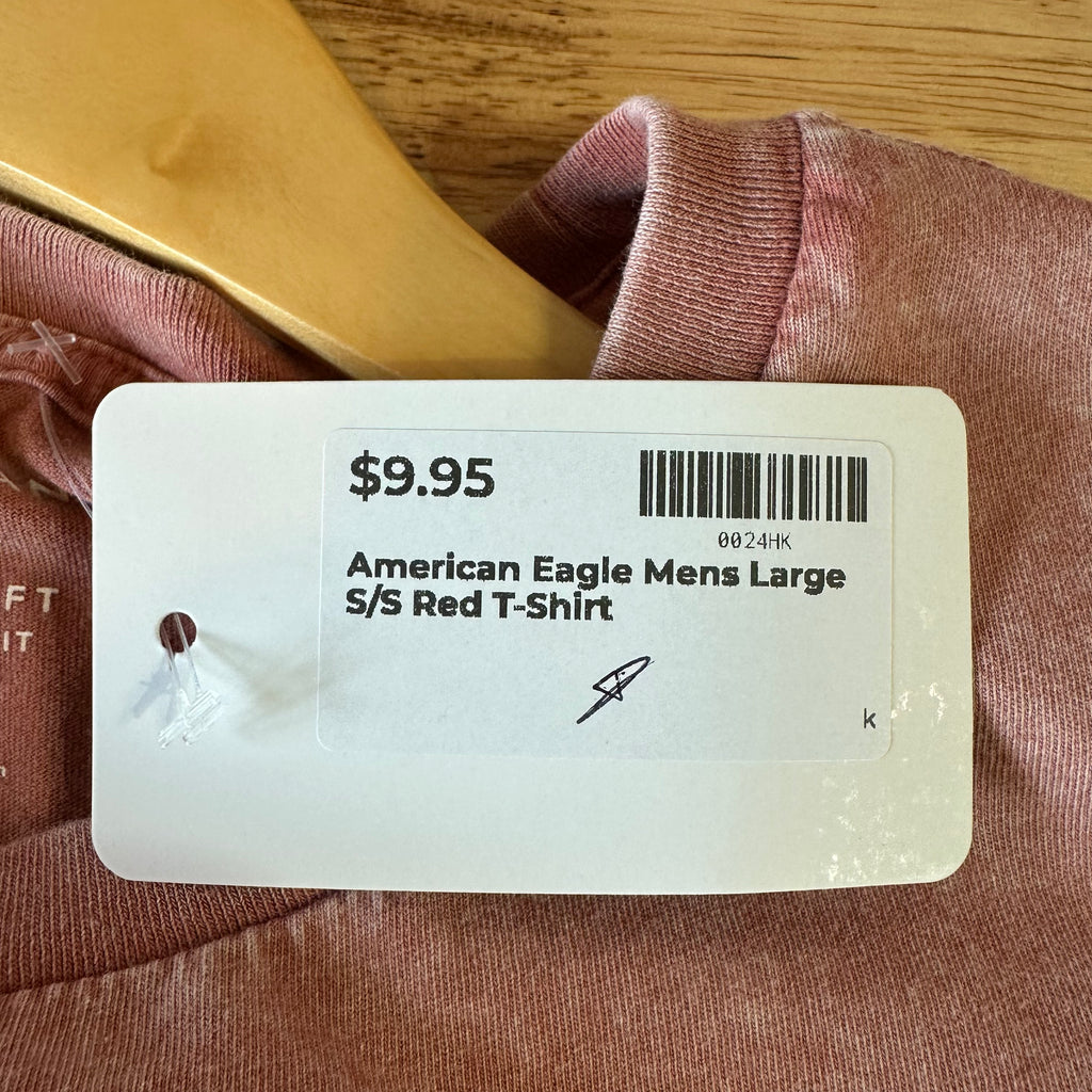 American Eagle Mens Large Live in T-Shirt Pinkinsh Reddish Super Soft S/S