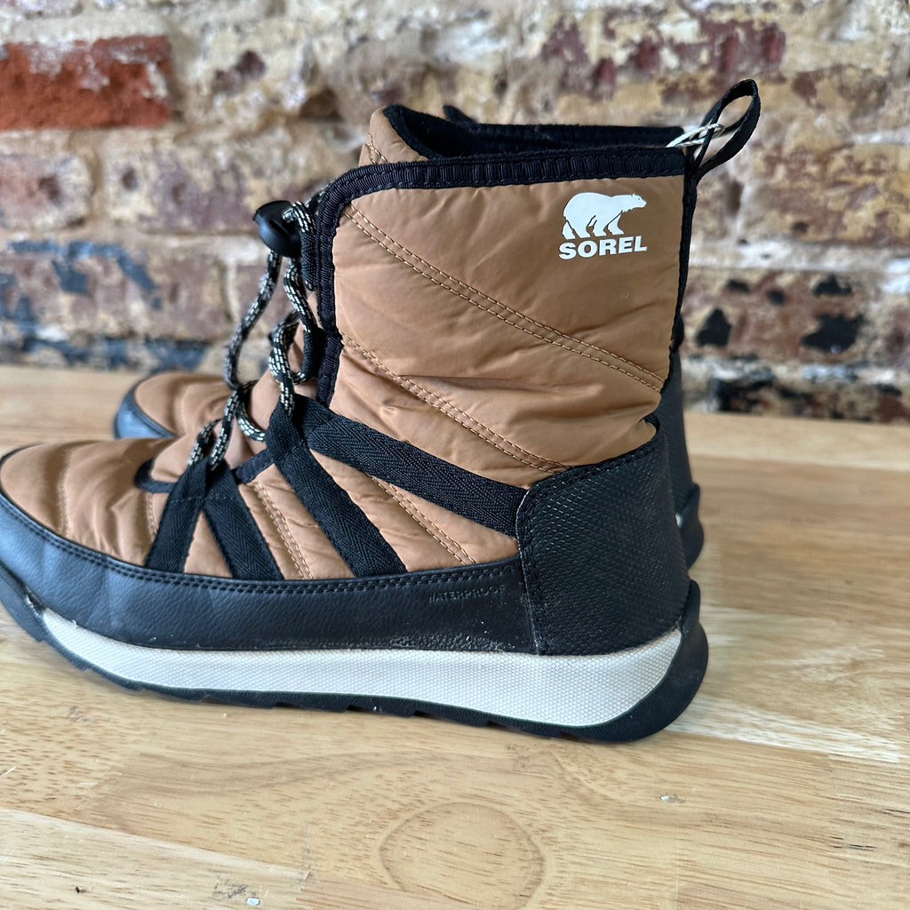 Sorel Whitney II Short Elastic Lace Winter Boots Waterproof Elk Womens 7 Brown