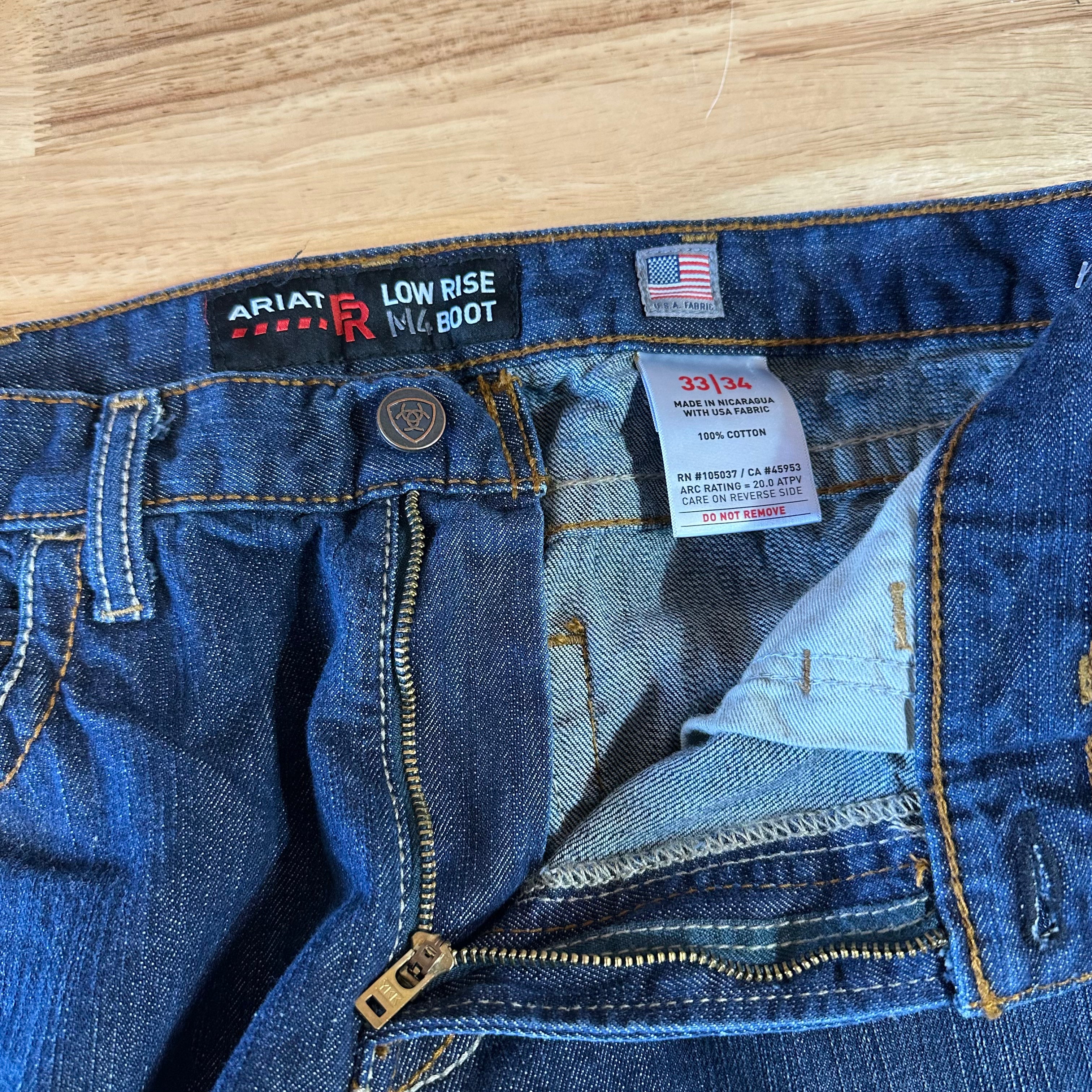 Ariat FR Mens 33x34 Blue M4 Low Rise Bootcut Jeans
