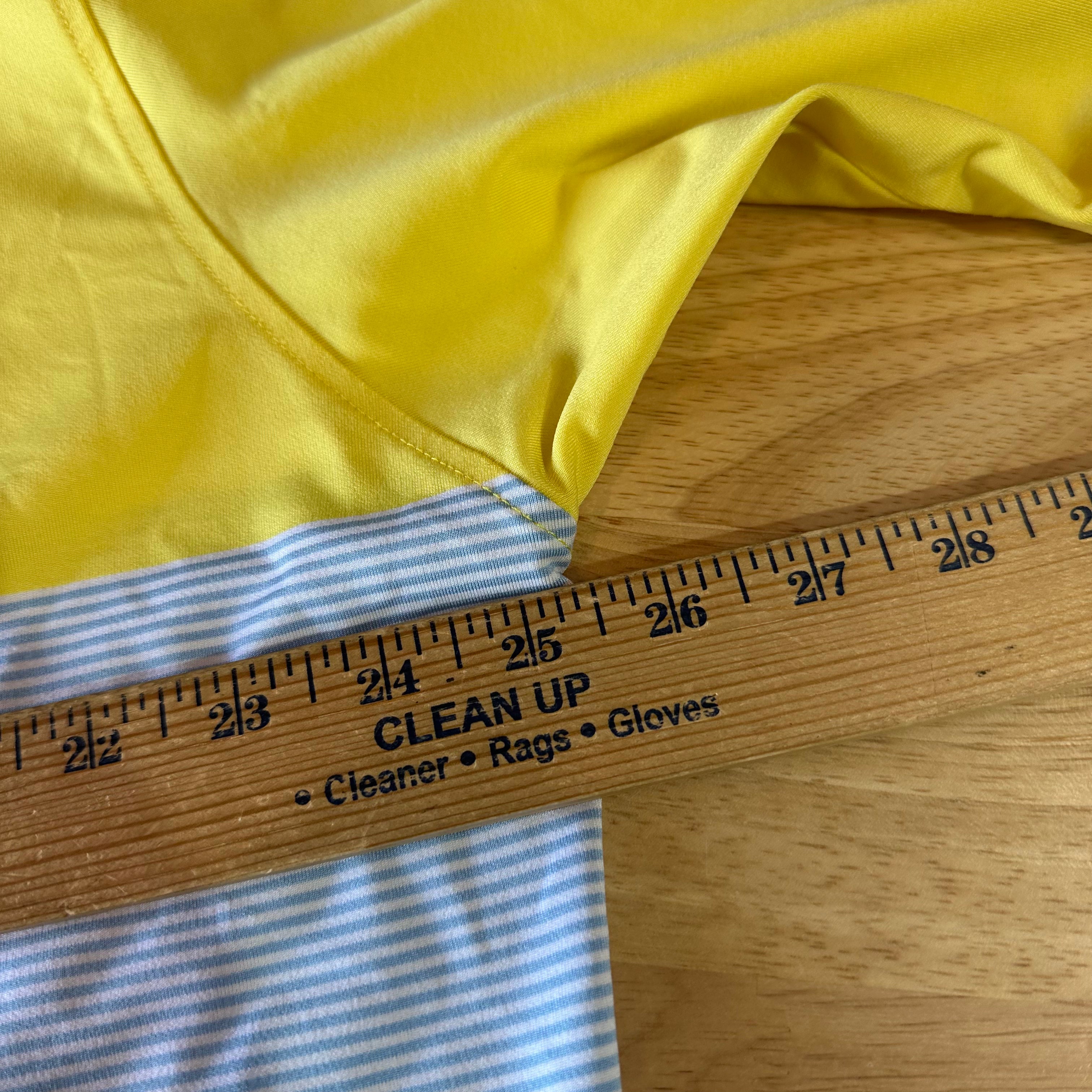 Footjoy Golf Shirt Mens XL TFC yellow blue Stripe Performance