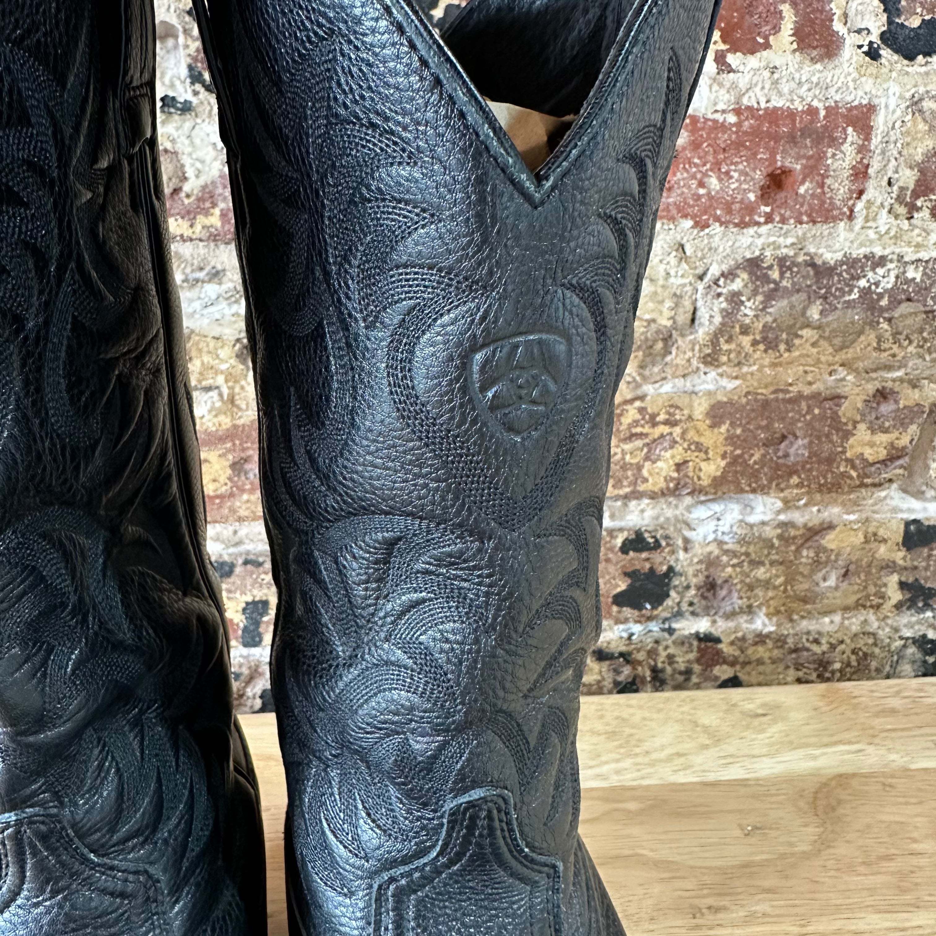 Ariat Heritage Mens Western Black Deertan Leather Cowboy Boots 34770 -Size 9.5 D