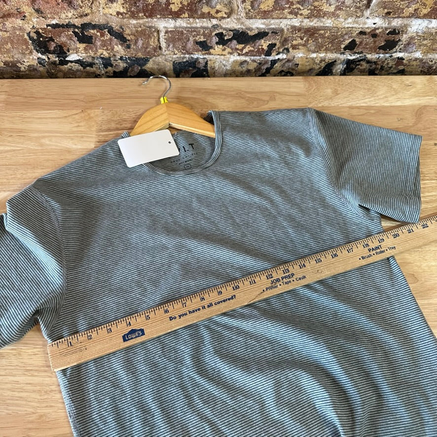 BYLT Drop Cut Mens Medium Short Sleeve Stretch T Shirt Green striped