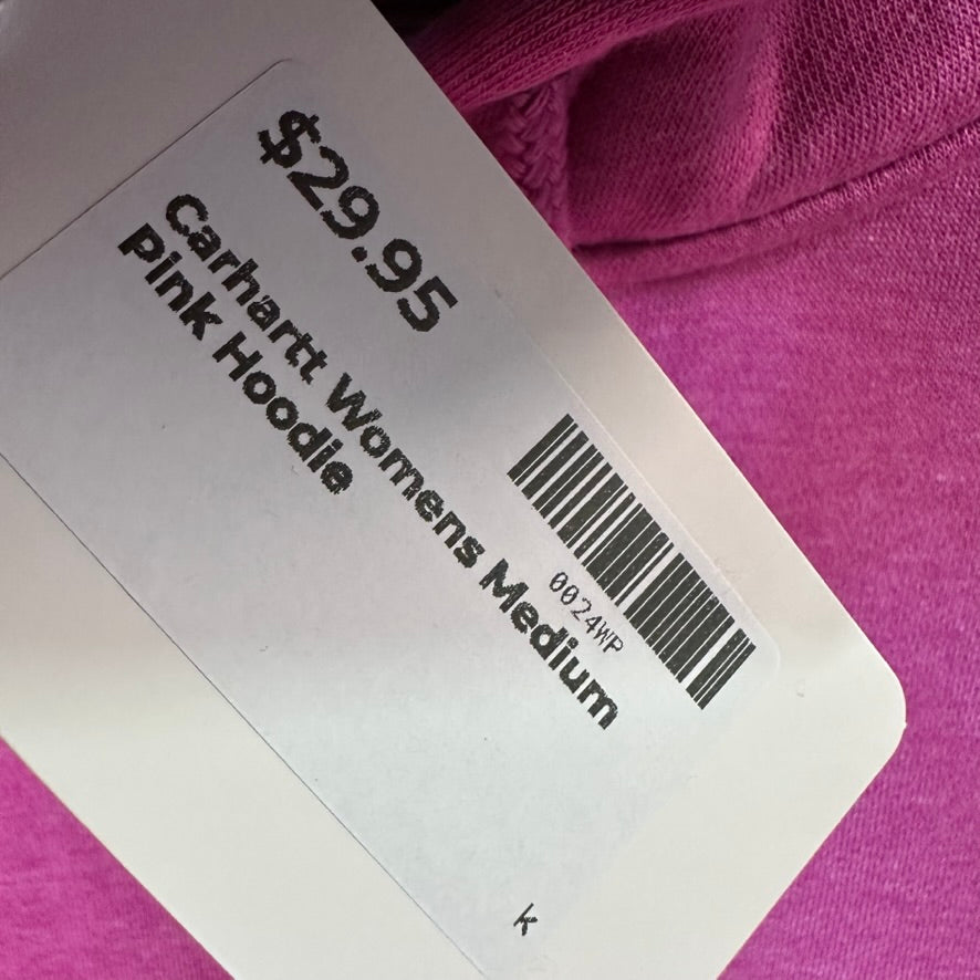 Carhartt Hoodie Womens Medium Pink Sweatshirt Casual Sleeve Spellout midweight