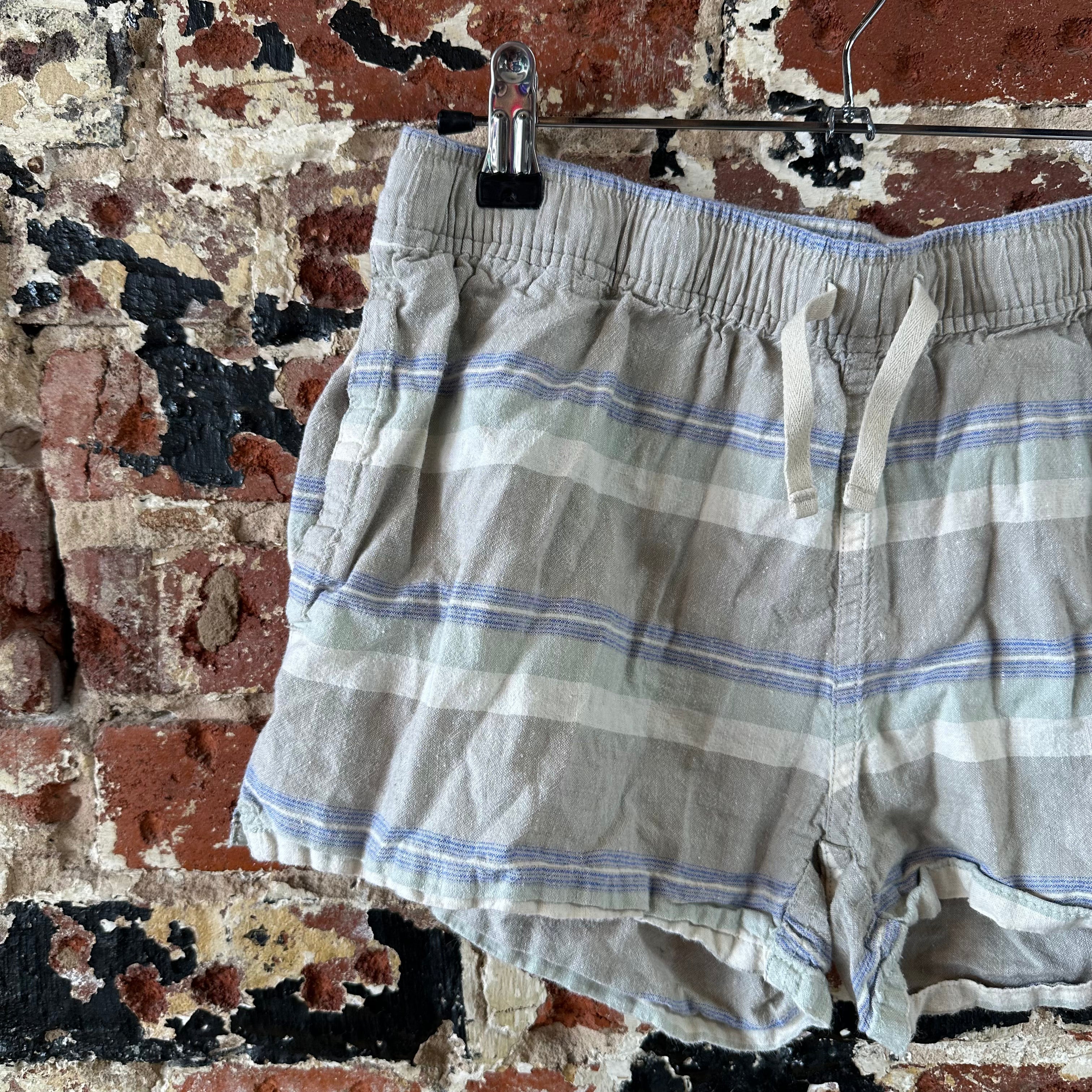 Patagonia Women's Island Hemp Baggies Shorts Stripe Size Small gray blue