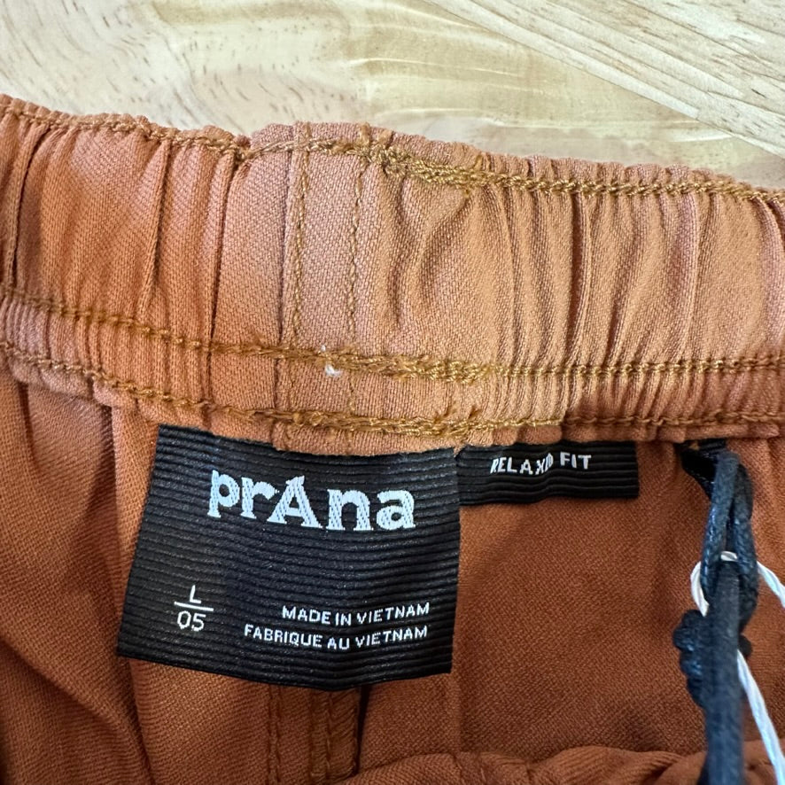 Prana Shorts Stretch Zion Mens Large 34x5" Outdoor Hiking Camping Brown NWT