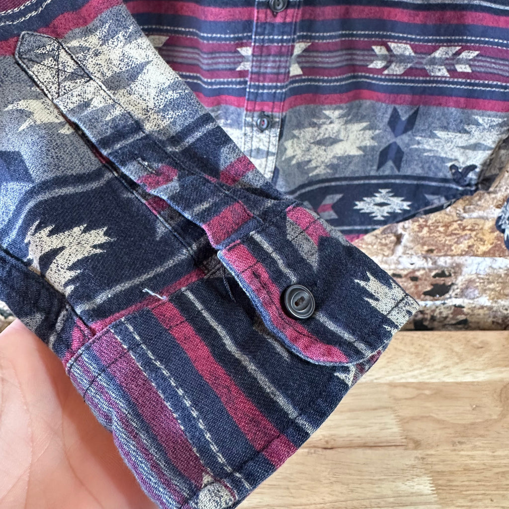 American Eagle AE Aztec Shirt Mens Medium Button Up Western Southwest Blue Red
