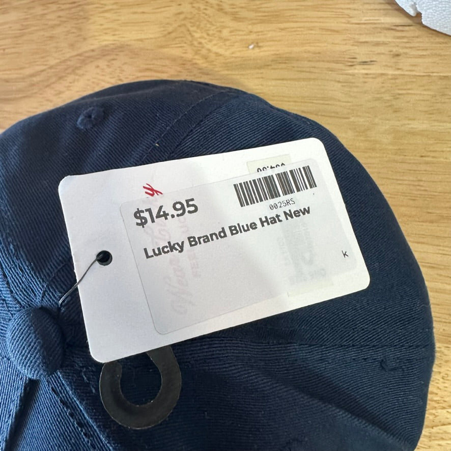 Lucky Brand Mens Navy Blue Lucky L Patch Snapback Baseball Hat New
