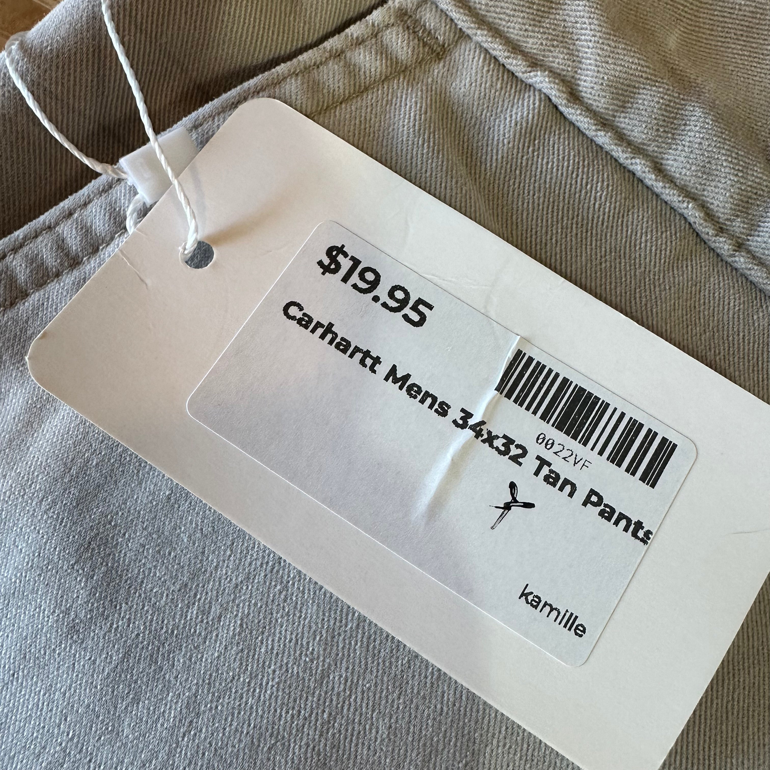 Carhartt tan Relaxed Fit Pants Mens 34x32 canvas work utility