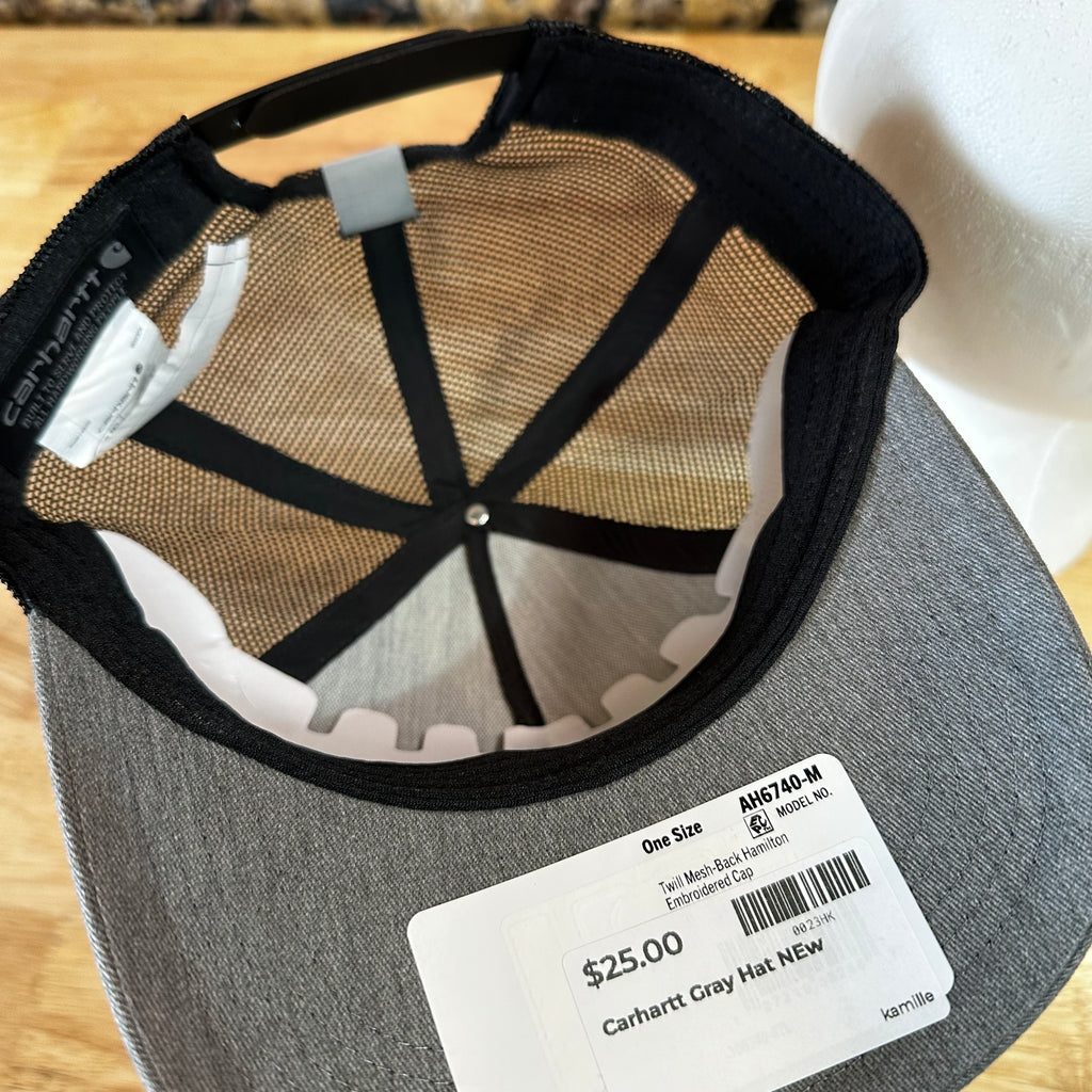 Carhartt Force Twill Mesh-Back Hamilton SnapBack Trucker Hat White Gray New